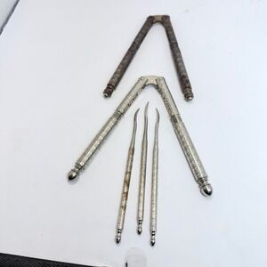Vintage HMQ Nutcracker Set 2 Nut Crackers 3 Picks Patented 1908 Silver Tone